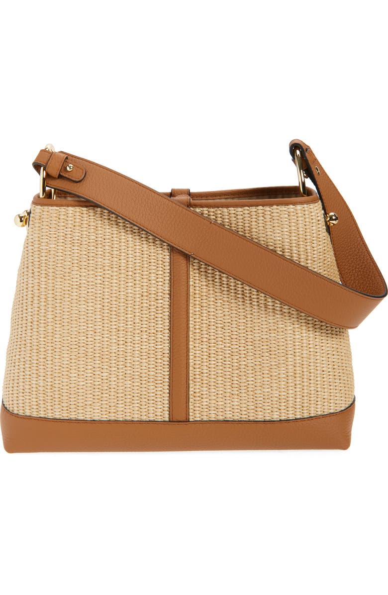 Strathberry Lana Two-Tone Raffia Hobo Bag, Alternate, color, Tan/ Natural