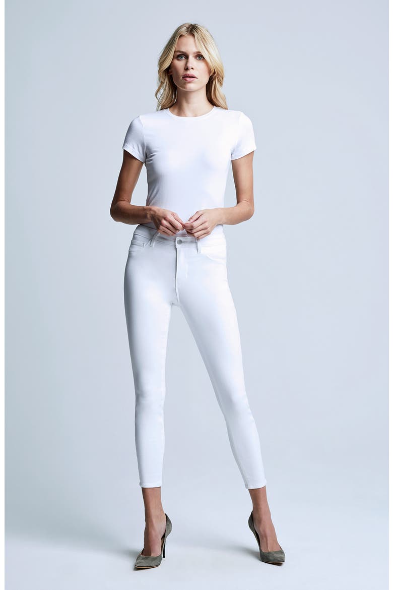 Margot Coated Crop High Waist Skinny Jeans, Alternate, color, BLANC COATED