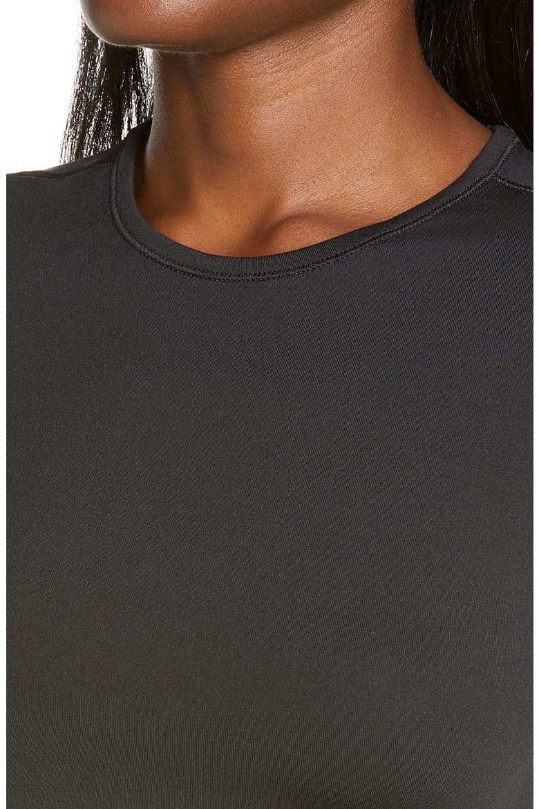 Recycled Polyester Blend Crop T-Shirt, Alternate, color, BLACK
