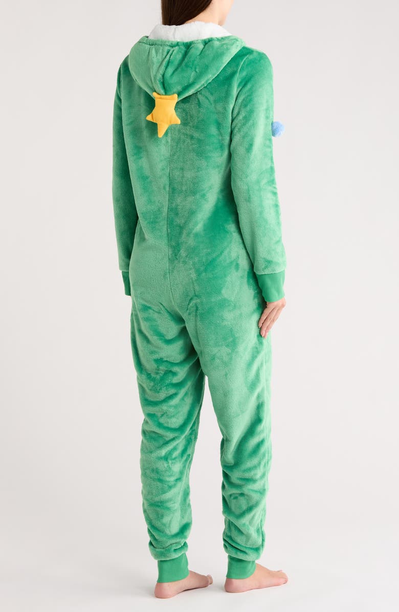 JACLYN Christmas Tree Hooded One-Piece Pajamas, Alternate, color, Solid Leprechaun