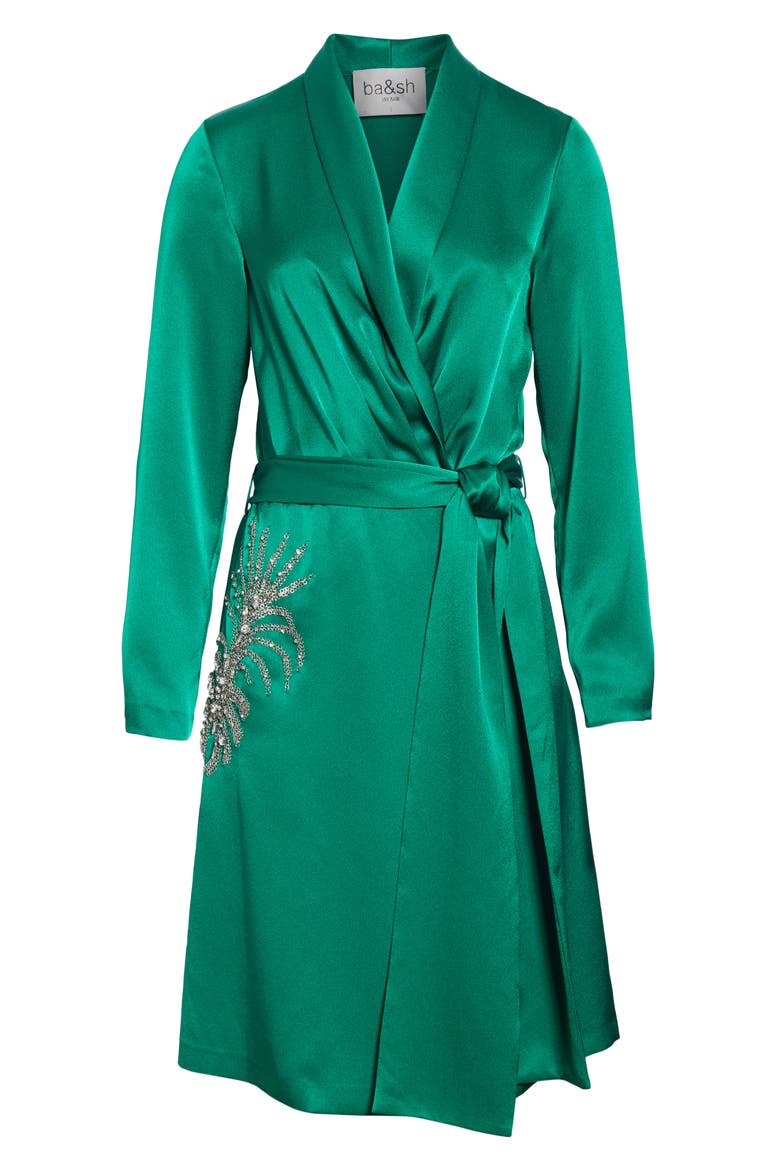 Janeiro Satin Wrap Dress, Alternate, color, VERT