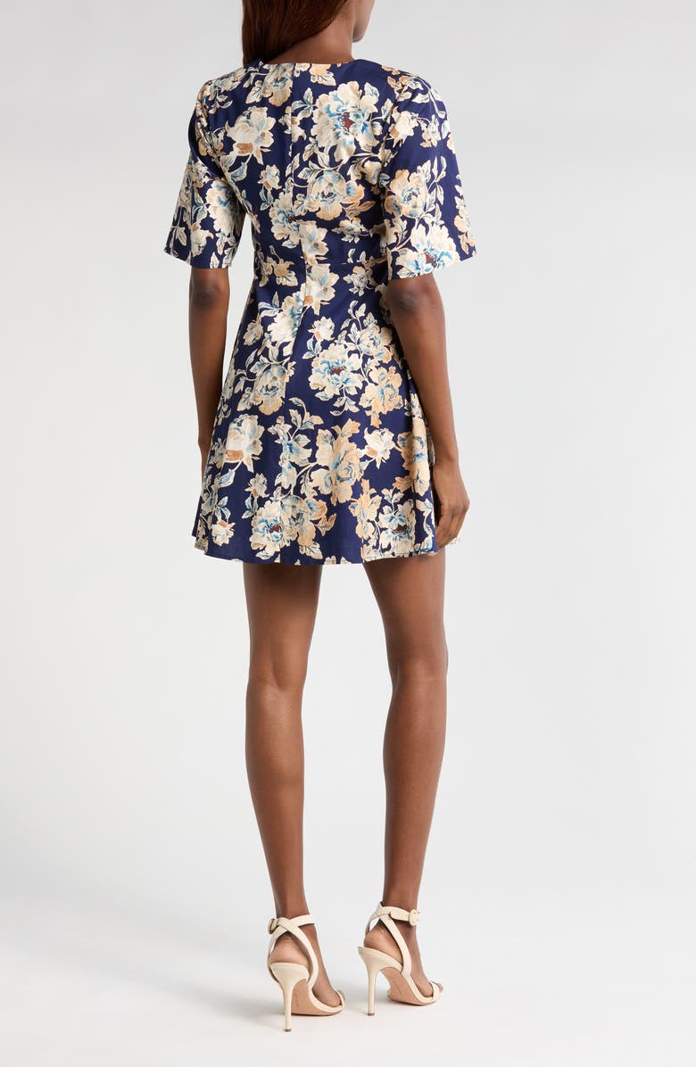 WAYF Zelma Floral Short Sleeve Minidress, Alternate, color, Blue