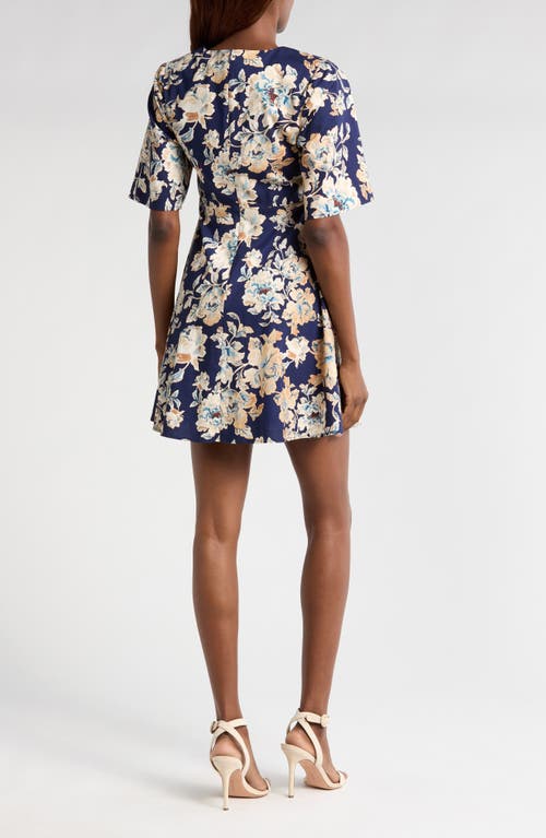 Wayf Zelma Floral Short Sleeve Minidress In Blue