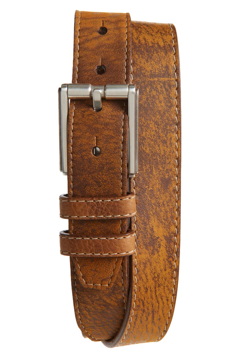 Brushed Sheepskin Leather Belt, Main, color, WHISKEY