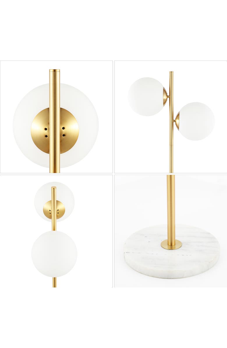 JONATHAN Y Oscar 60.5" 2-Light Modern Parisian Candlestick Iron LED Floor Lamp, Brass Gold/White, Alternate, color, Brass Gold