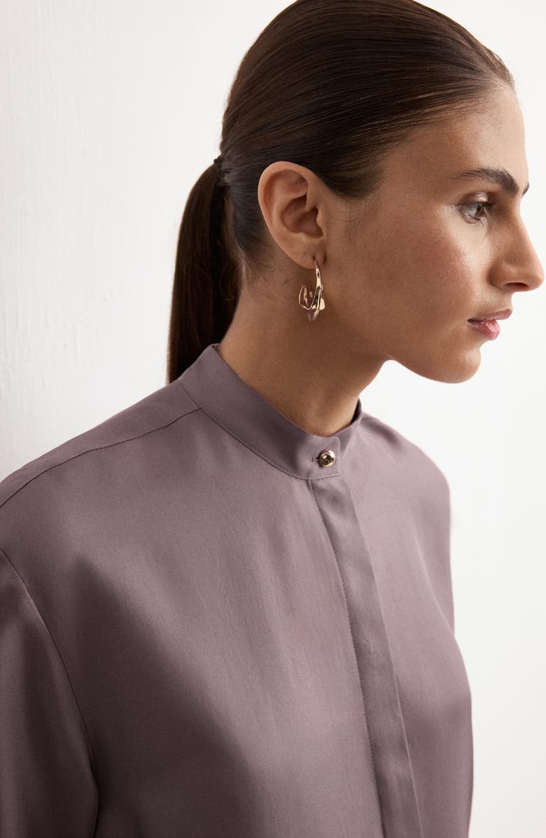 MANGO Long Shirt with Stand Collar, Alternate, color, 