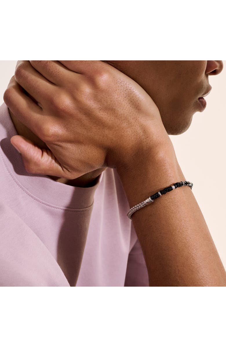 John Hardy Heishi Chain Bracelet, Sterling Silver, Hardstones, Alternate, color, Treated Black Onyx