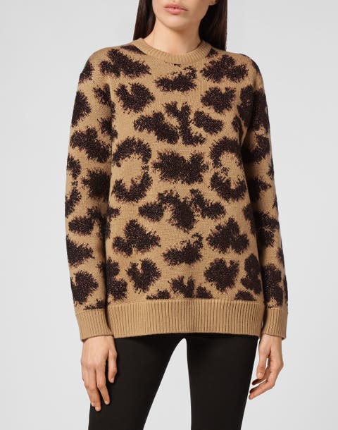 Pullover Round Neck Ss Jacquard Lurex Leopard Women