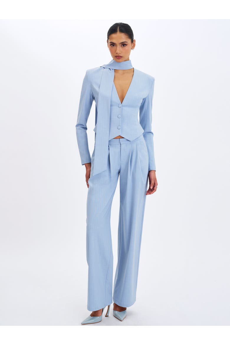 Renley Pinstripe Peplum Blazer, Alternate, color, Sky Blue