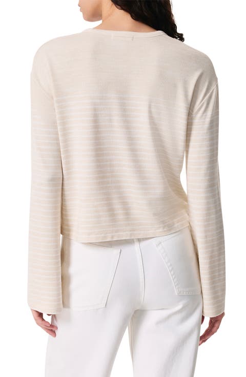 Women's Long Sleeve Striped Double Pocket Top