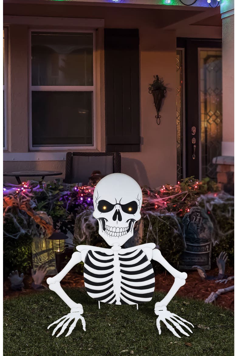 Halloween Metal Lighted Yard Stake with Timer, Alternate, color, White