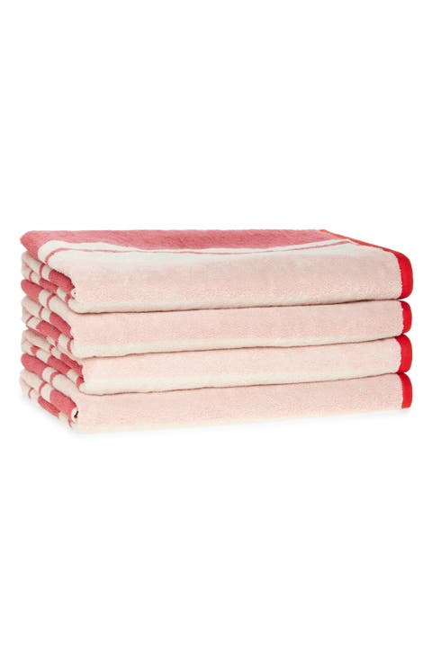 Set of 4 Cabana Stripe Beach Towels