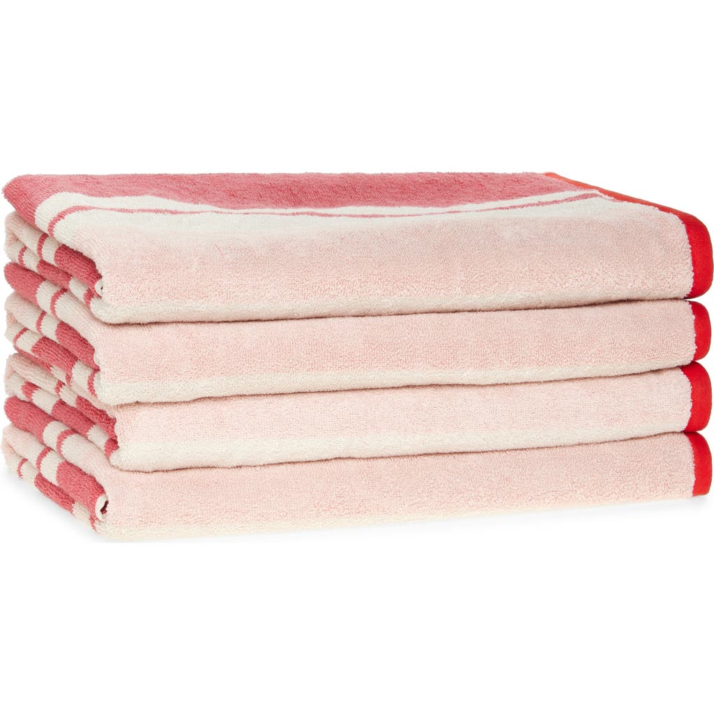 Nordstrom Rack Set Of 4 Cabana Stripe Beach Towels In Pink Dune