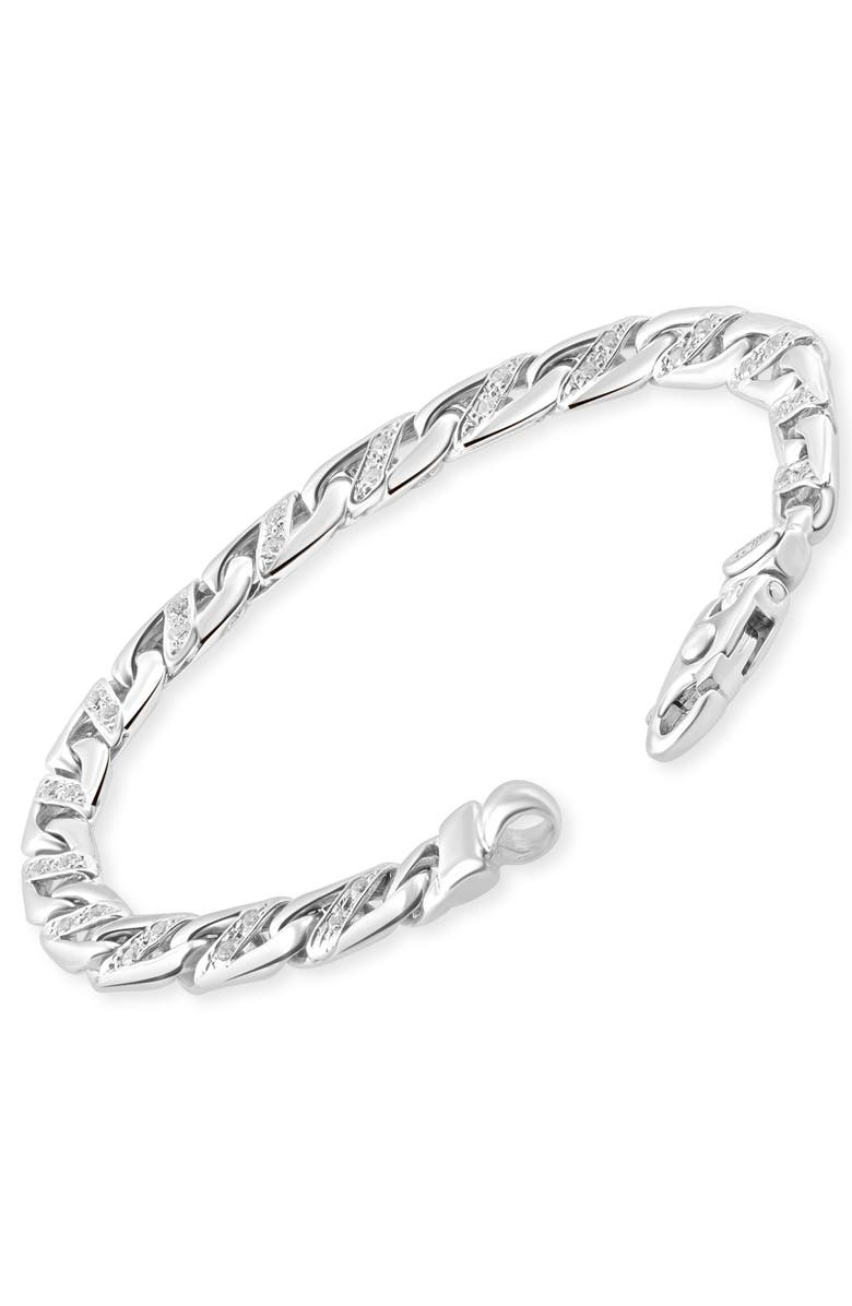 Bliss Diamond Men's Mariner 14k Gold (34gram) or Platinum (60gram) 7mm Link Bracelet 8.5", Alternate, color,