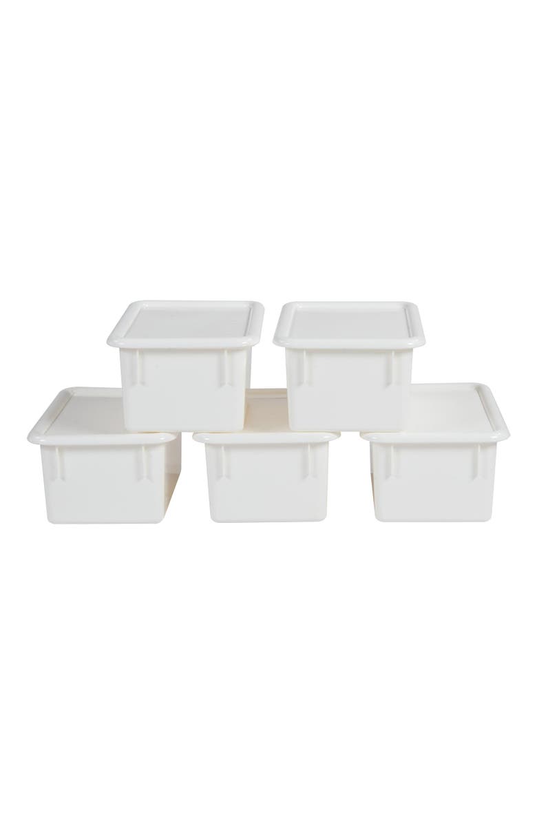 Kaplan Early Learning Company Storage Bins with Lids - Set of 5, Alternate, color, White