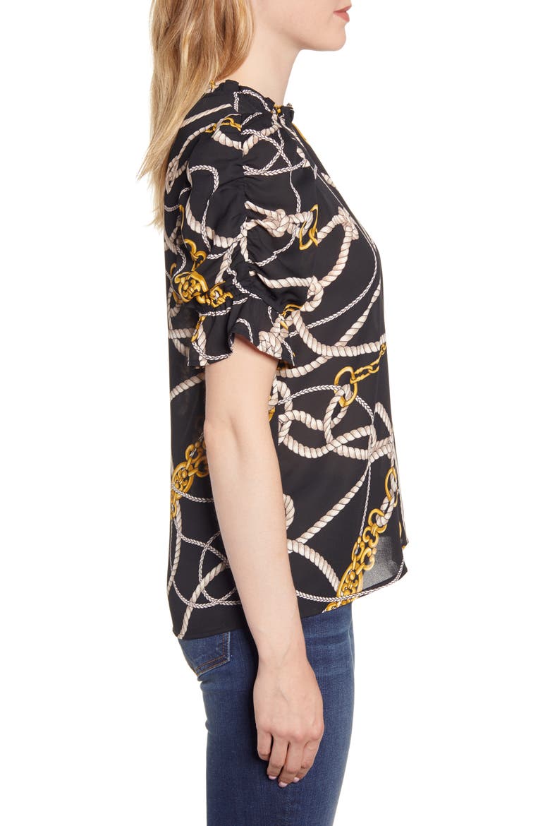Gibson Rebecca Ruffle Puff Sleeve Blouse, Alternate, color, GOLD CHAIN