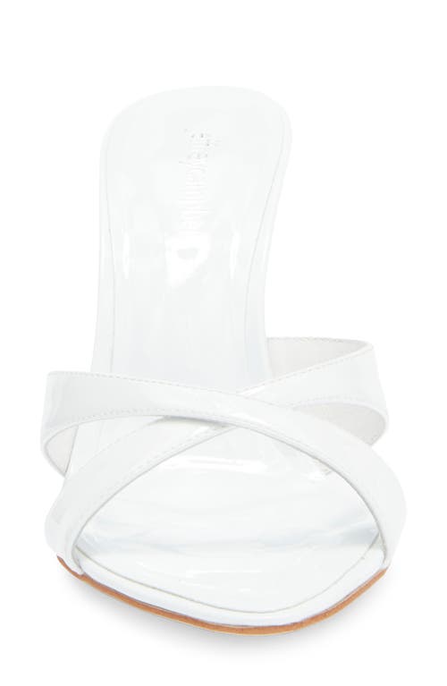 Jeffrey Campbell Symone Pointed Toe Slide Sandal In White Patent