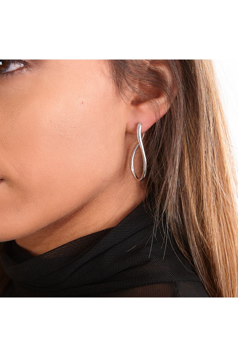 Melting Drop Hoops, Alternate, color, Sterling Silver