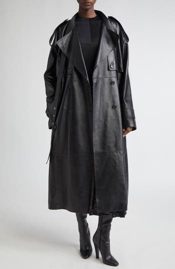 Belt Neck Plongé Leather Trench Coat