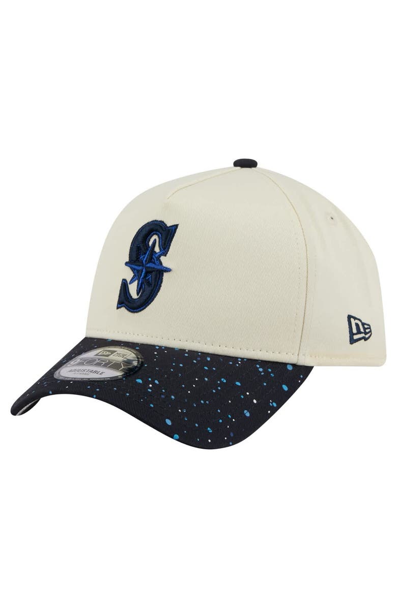 New Era Men's New Era Cream Seattle Mariners Speckle A-Frame 9FORTY Adjustable Hat, Main, color,