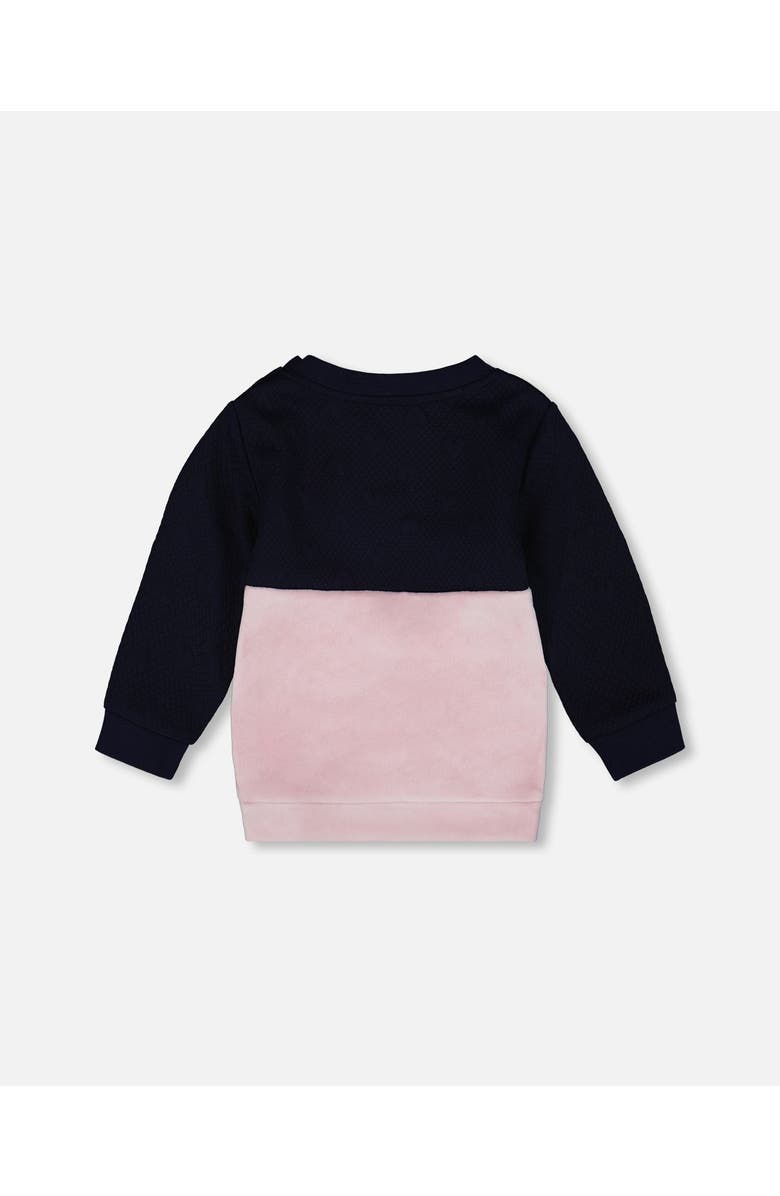 Deux par Deux Long Bi-Material Top with Cat, Alternate, color, Dark Navy