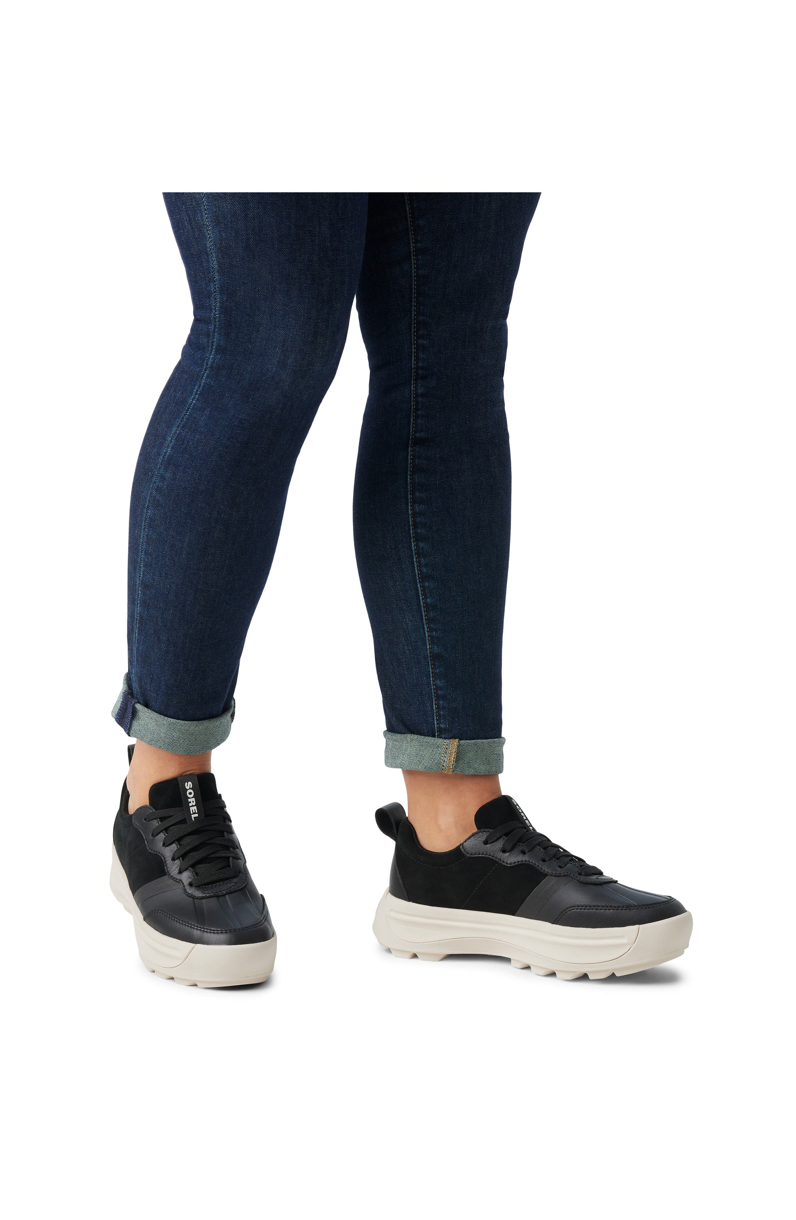 SOREL Ona 503 Low Top Platform Sneaker, Alternate, color, Black/ Chalk