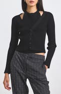 Derek Lam 10 Crosby Lonnie Layered Rib Cardigan