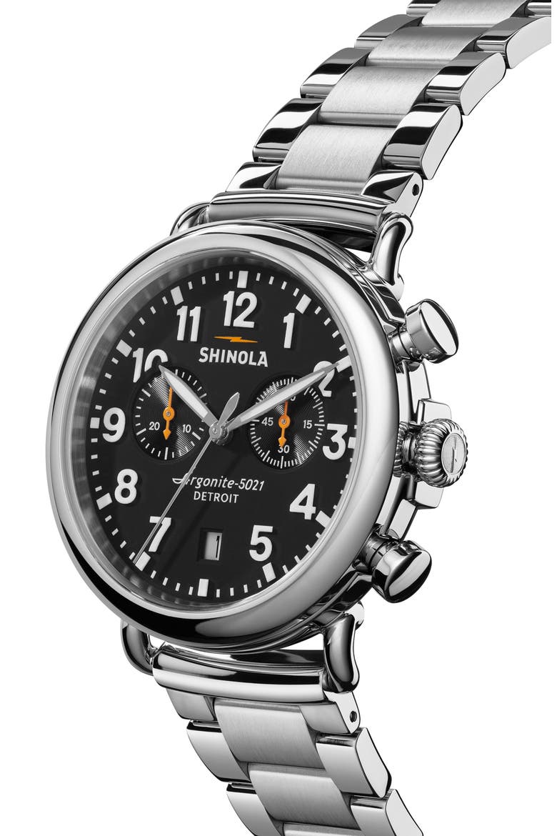 Runwell Chronograph Bracelet Watch, 41mm, Alternate, color, BLACK
