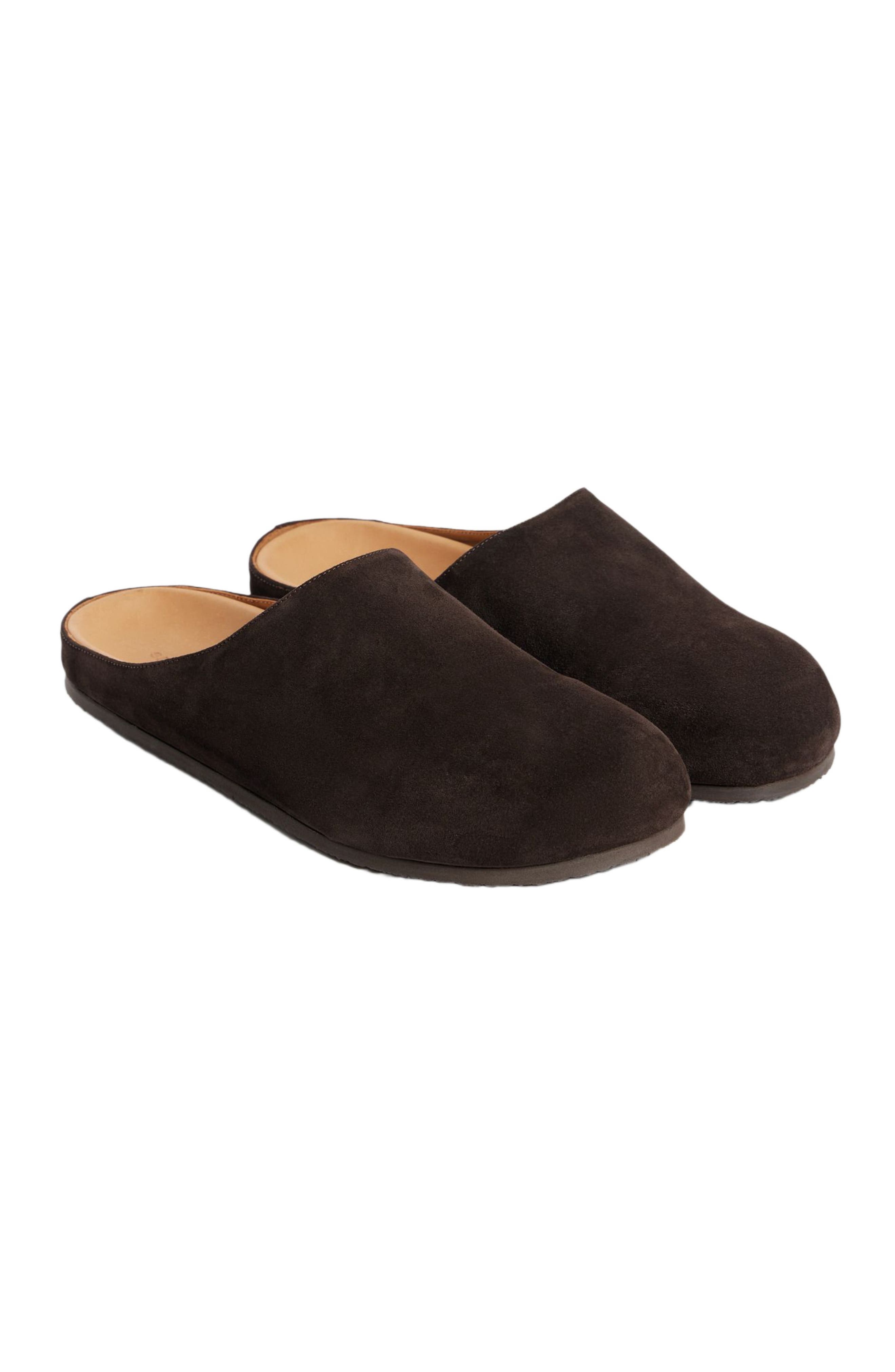 Split leather mules, Alternate, color, Chocolate