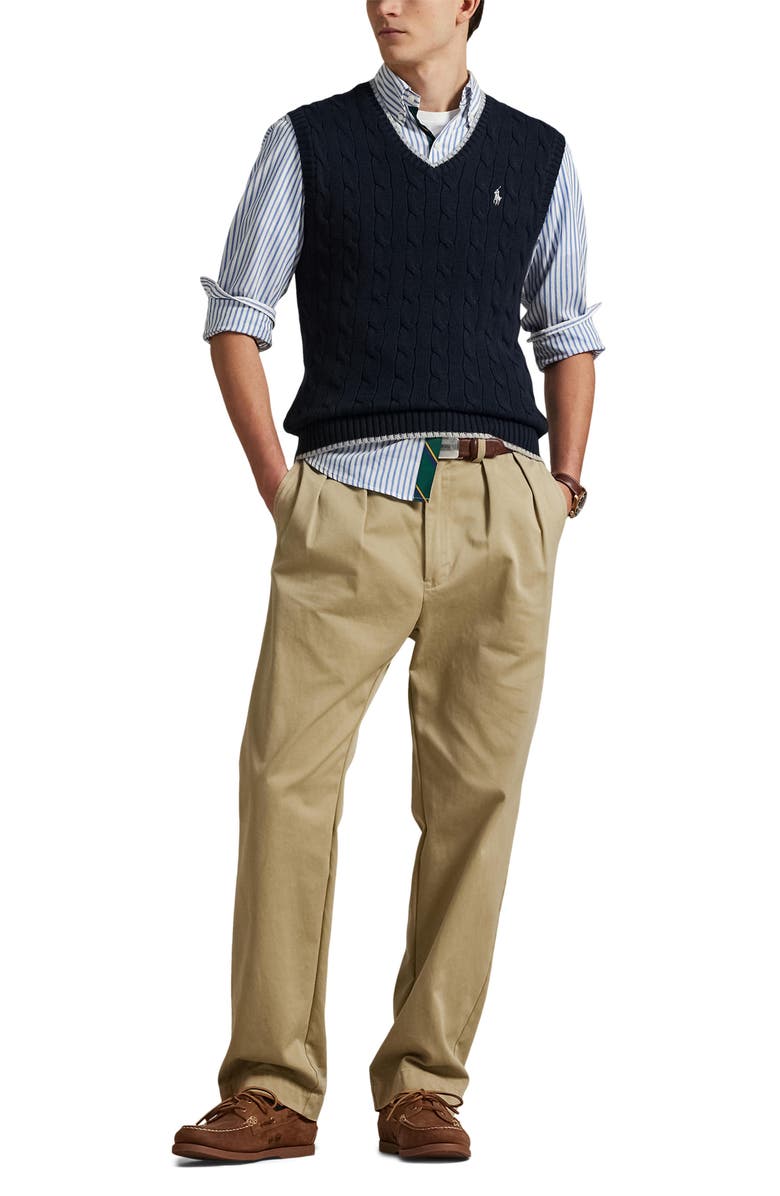 Polo Ralph Lauren Cable Stitch Cotton Sweater Vest, Alternate, color, 