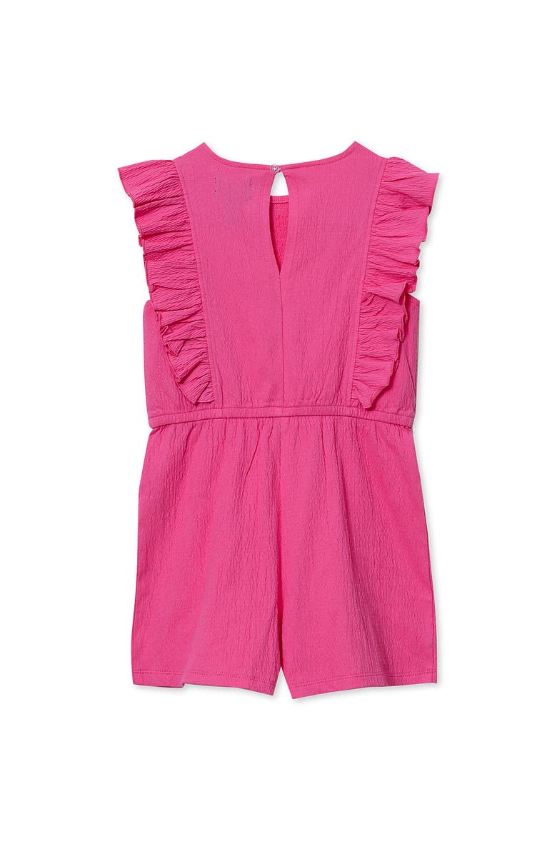 Lands' End Girls Sleeveless Ruffle Knit Romper, Alternate, color, Azalea