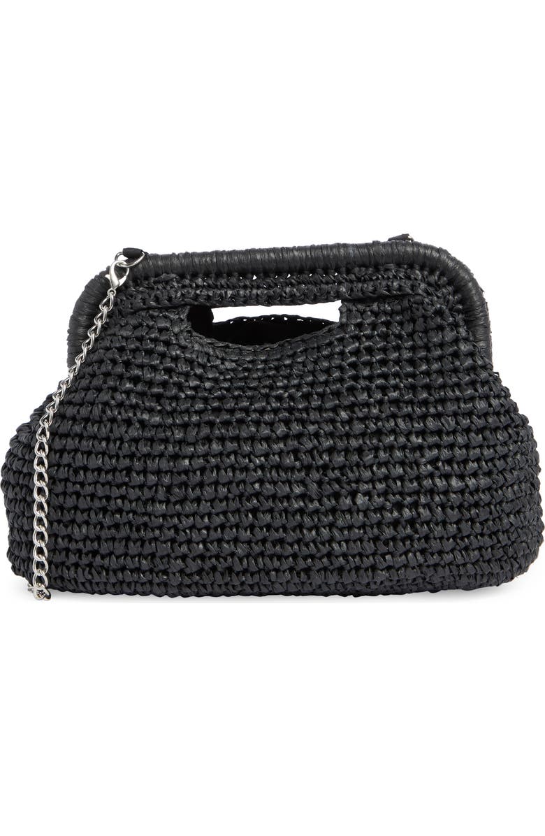 Collection XIIX Straw Frame Clutch with Handle, Main, color, Black