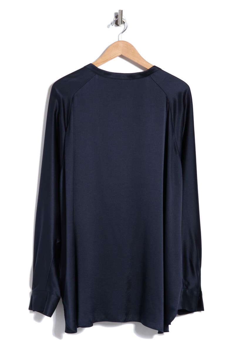 Band Collar Silk Blouse, Alternate, color, COASTAL