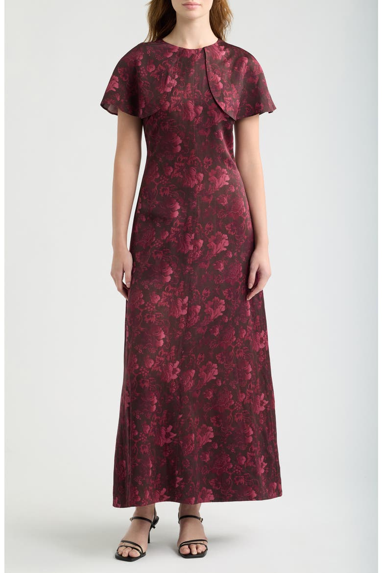 The Davina Cape Midi Dress, Main, color, ANNABEL BOTANICA BU