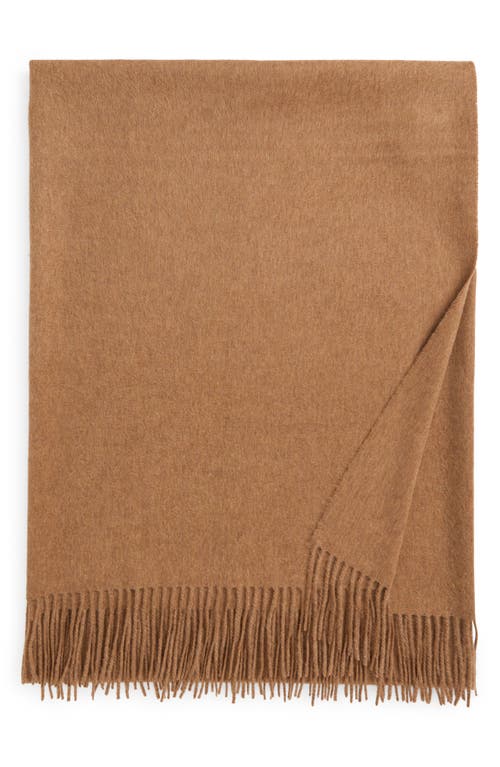 Johnstons of Elgin Plain Fringed Cashmere Throw Blanket in Bronze 