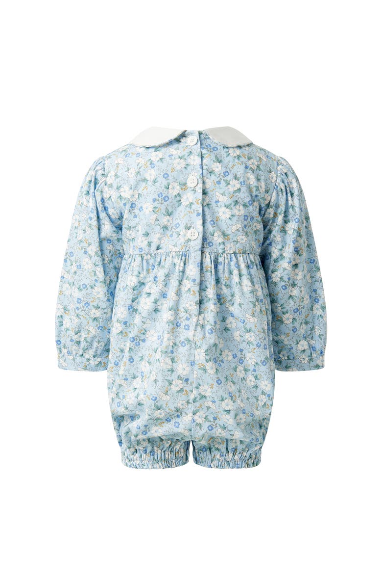 Rachel Riley Floral Smocked Babysuit, Alternate, color, Blue