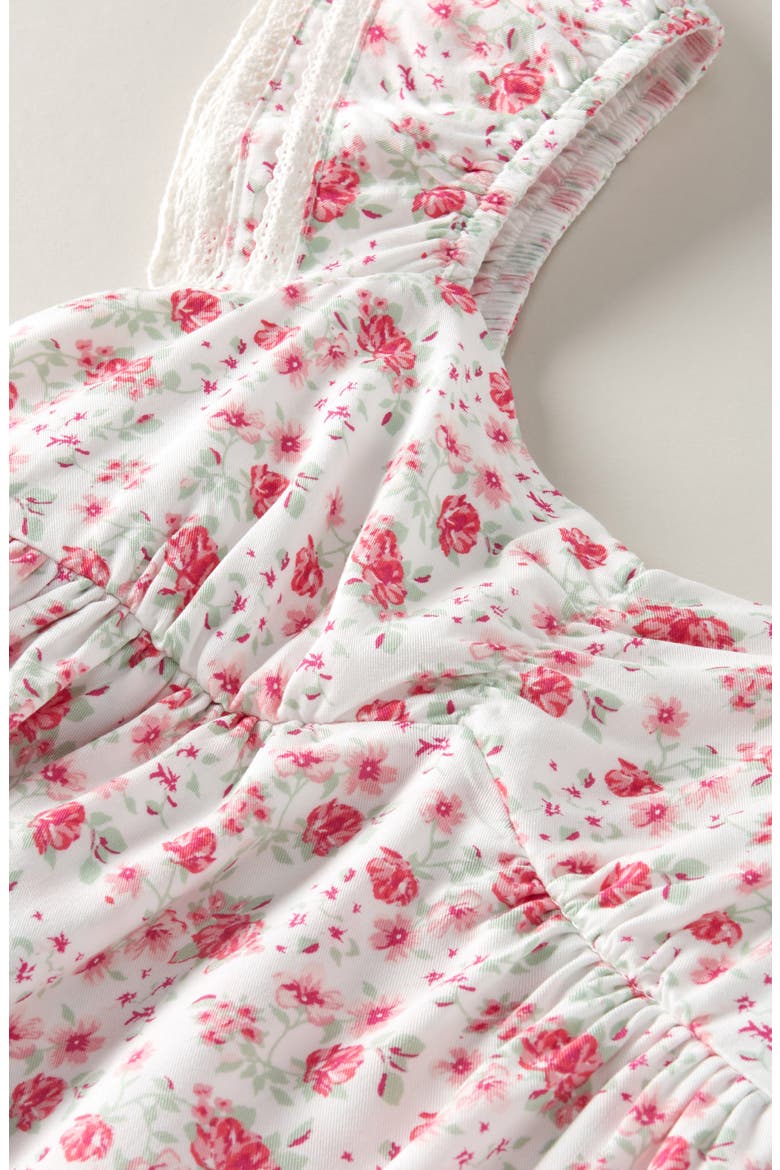 Kids' Ditsy Floral Ruffle Sleeve Top, Alternate, color, IVORY- PINK WILD GARDEN