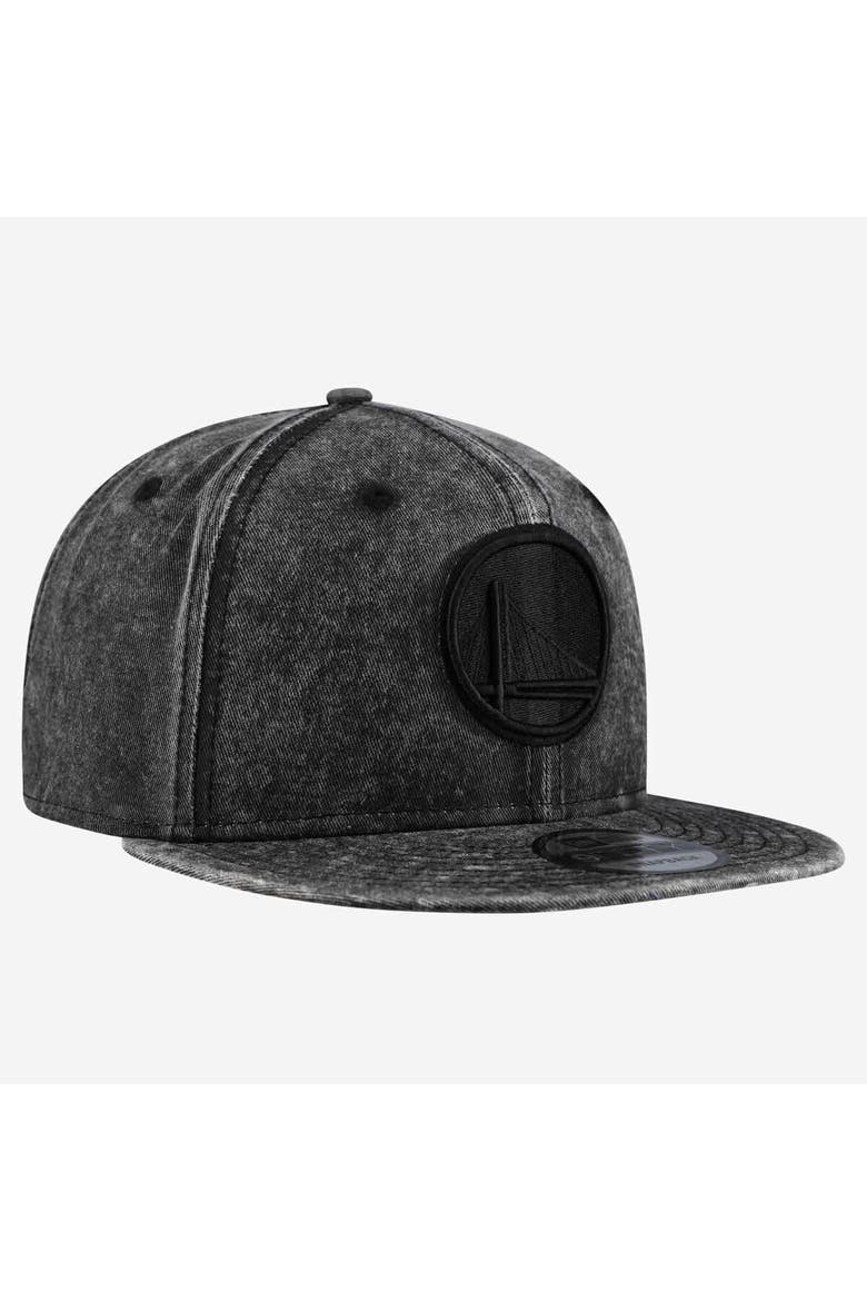 Men's New Era  Black Golden State Warriors Washed Tonal 9FIFTY Snapback Hat, Alternate, color, Black