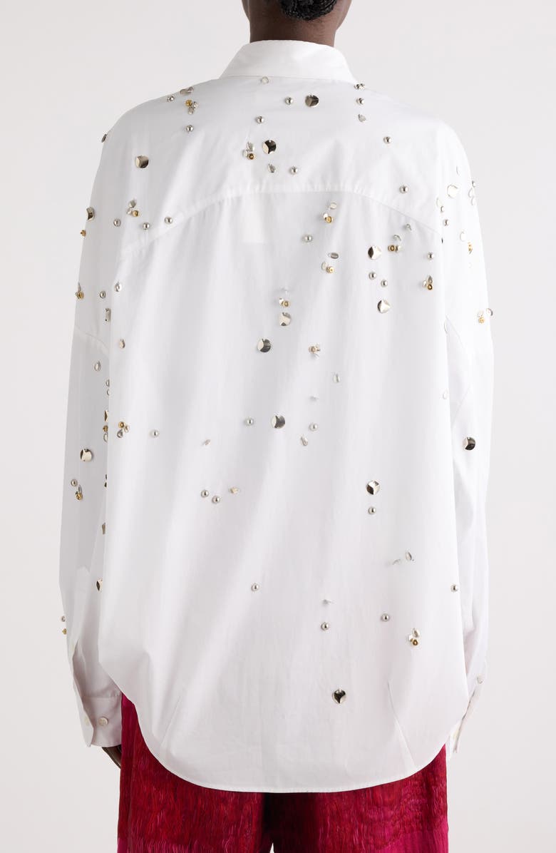 Dries Van Noten Casia Orchid Petal Print Cotton Button-Up Shirt, Alternate, color, 