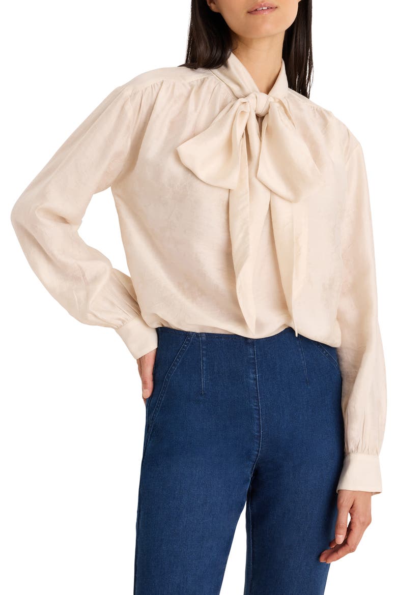 Crinkle Tie Neck Top, Main, color, PALOMINO