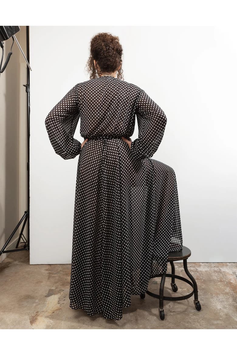 Maxi Wrap Dress, Alternate, color, Black white
