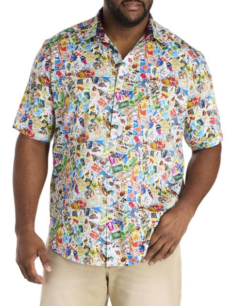 Big & Tall Multi-Stamp Print Sport Shirt