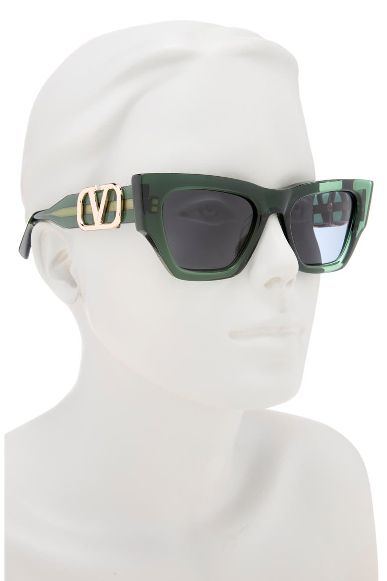 52mm Cat Eye Sunglasses, Alternate, color, GREEN GREEN GREY