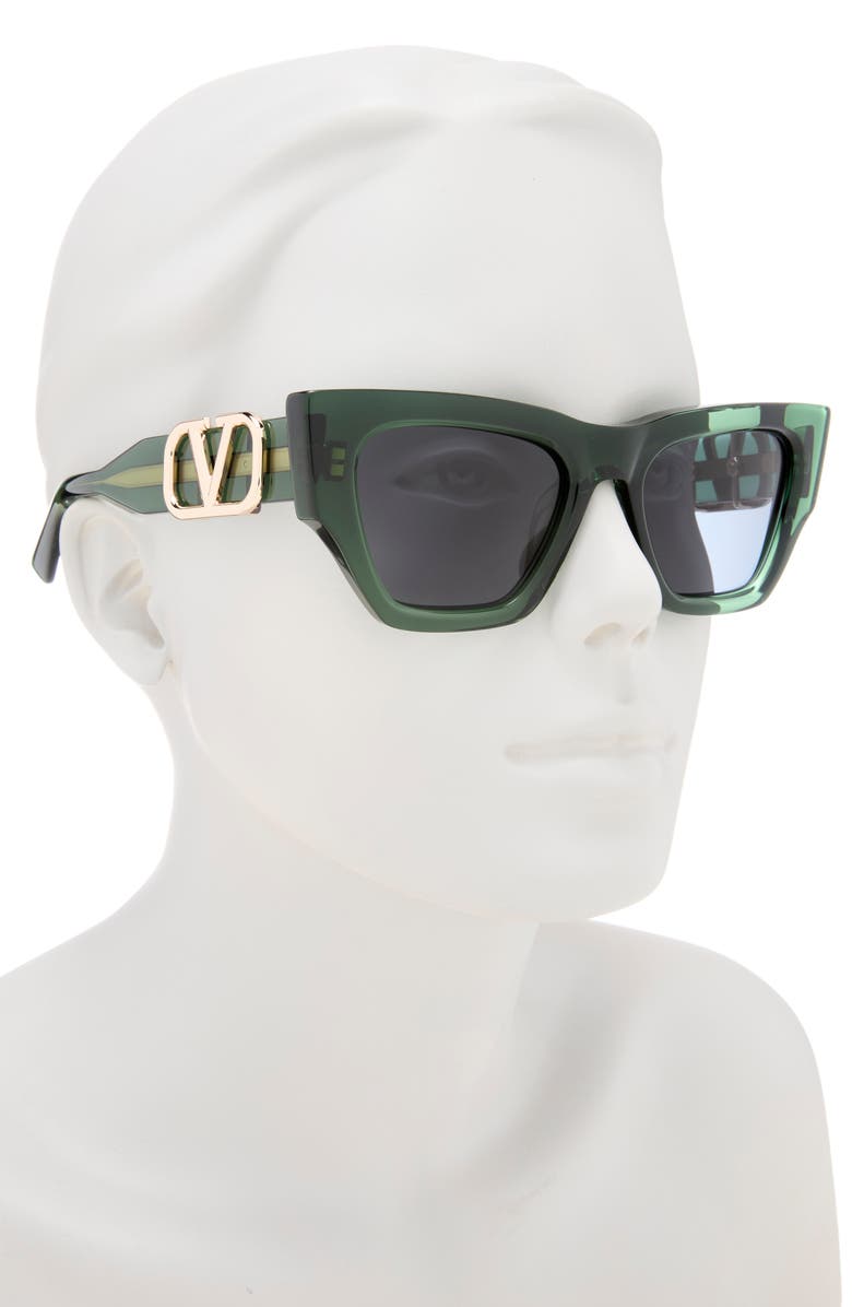 Valentino 52mm Cat Eye Sunglasses, Alternate, color, Green Green Grey