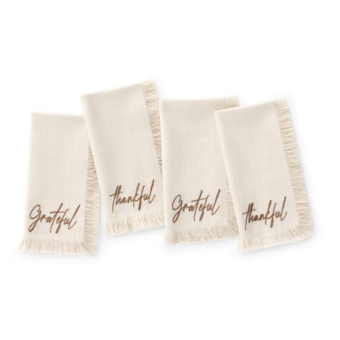 Fringed Harvest Sentiment Napkins Set of 4
