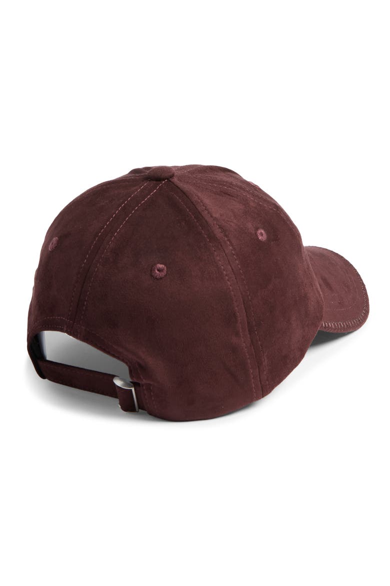 Faux Suede Adjustable Baseball Cap, Alternate, color, CHOCOLATE PLUM