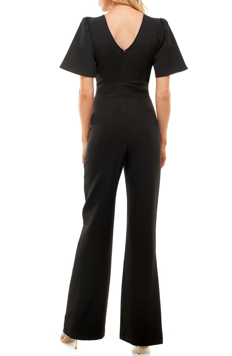 Socialite Deep Surplice Neck Flutter Sleeve Jumpsuit, Alternate, color, 