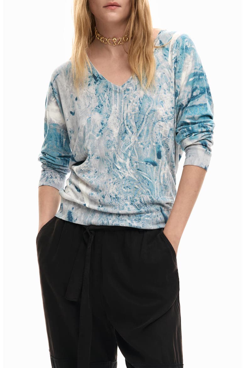 Abstract Print Sweater, Main, color, BLUE
