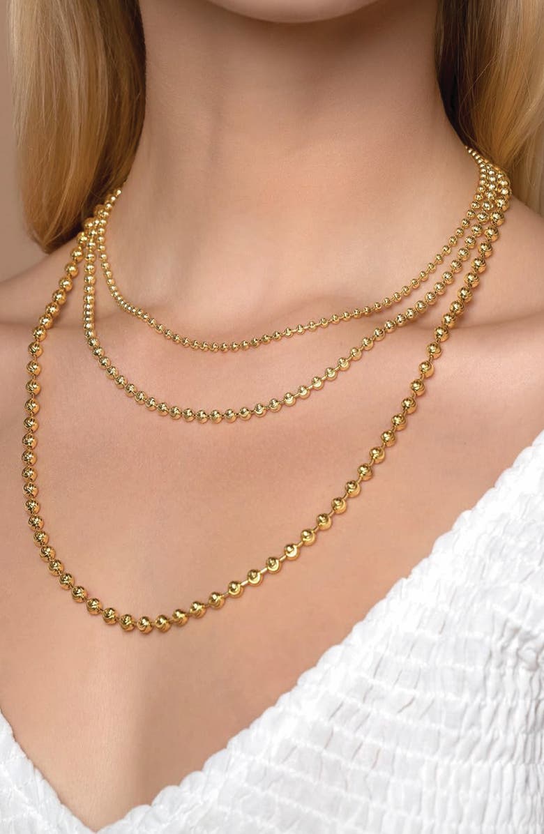 BEST SILVER Gold Plated Sterling Silver Moon Ball Chain Necklace, Alternate, color, Gold