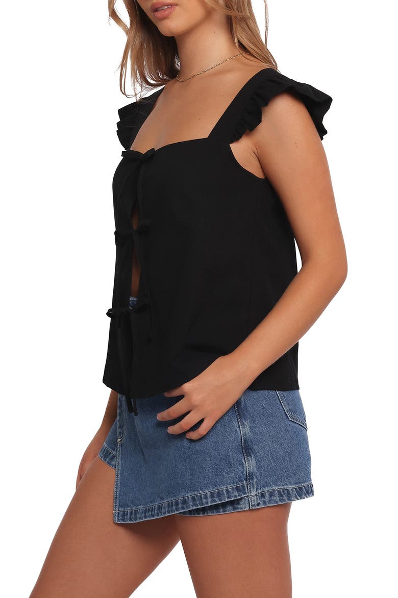 Elsie Cotton Tie Front Top, Alternate, color, BLACK